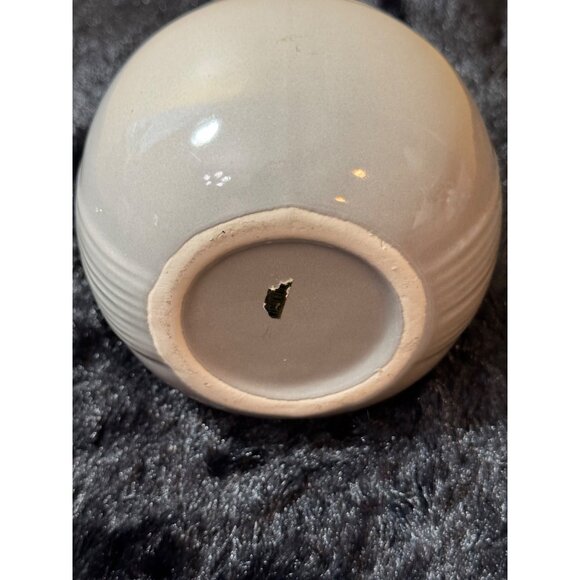 Vintage Yamaji Japan Ceramic Round Gray Vase With Wave Design 80's Style - Picture 3 of 5